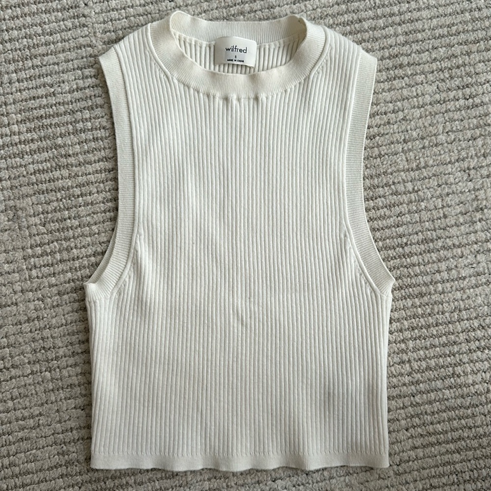 Aritzia Wilfred knit cream sleeveless tank top size 2